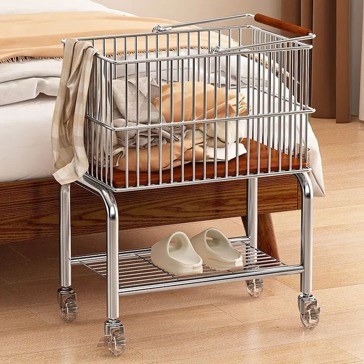 脏衣篮收纳筐中古风收纳小推车置物架家用卫生间浴室衣服洗衣篮子