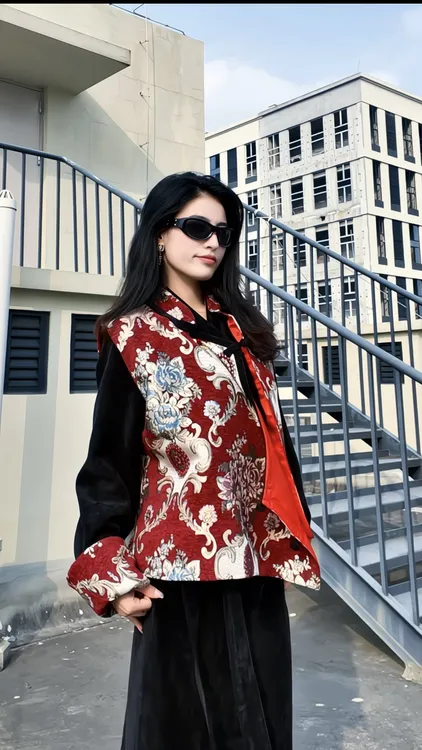 显瘦复古藏式马甲外套 三色 黑 红 蓝