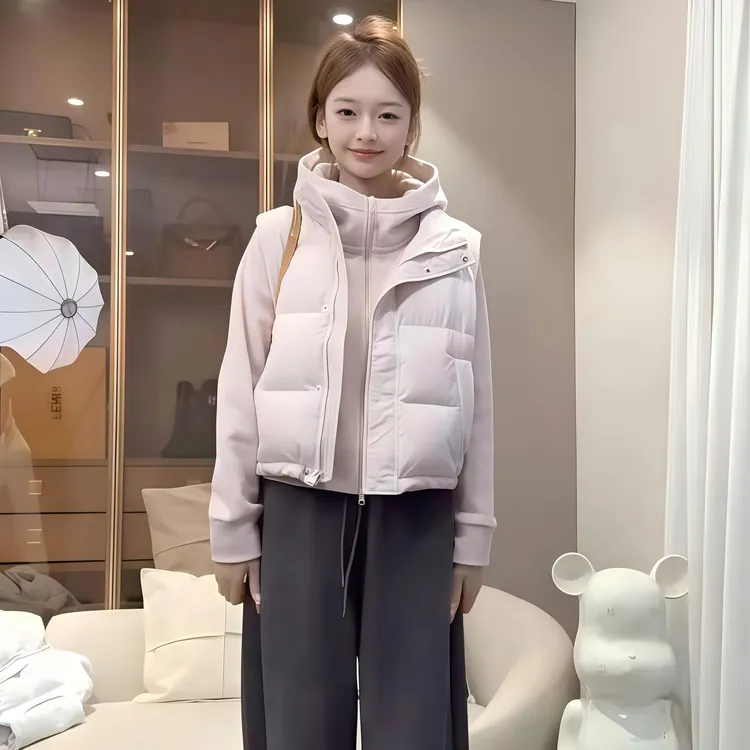 羽绒马夹女短款立领新款2025年韩系宽松高级感小个子背心坎肩外套