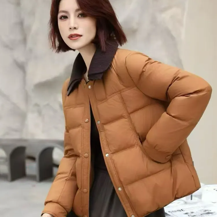 羽绒服女款冬季2025新款时尚洋气妈妈装冬装短款保暖白鸭绒外套女