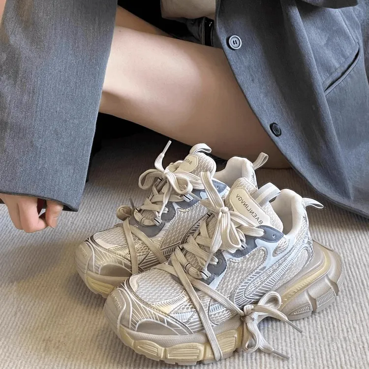【FBZN官方正品】2025年春夏新款巴黎老爹鞋女百搭厚底增高透气休