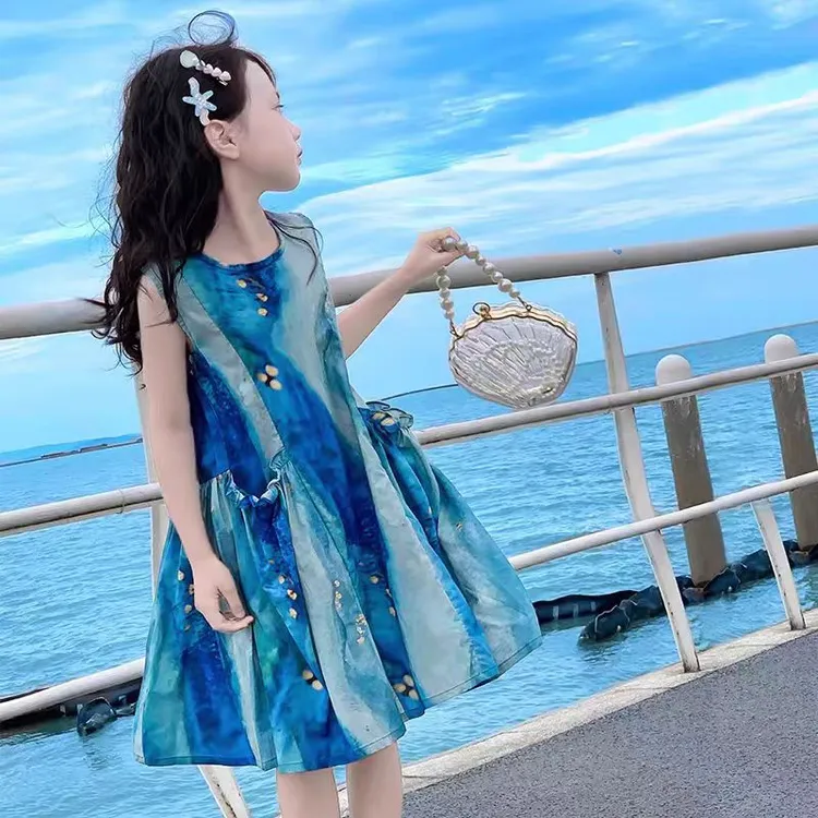 【现货】女童装公主裙夏装儿童裙子2025新款夏小女孩海边沙滩裙子