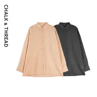 CHALK&THREAD女士轻奢刺绣边长袖衬衫