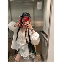 【清仓】纯棉提花泡泡灯笼袖宽松衬衫女装