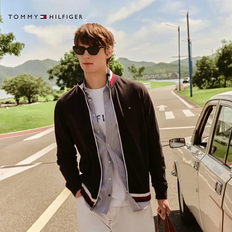 【拼色立领】Tommy25秋冬男装商务休闲青年针织夹克开衫外套06089