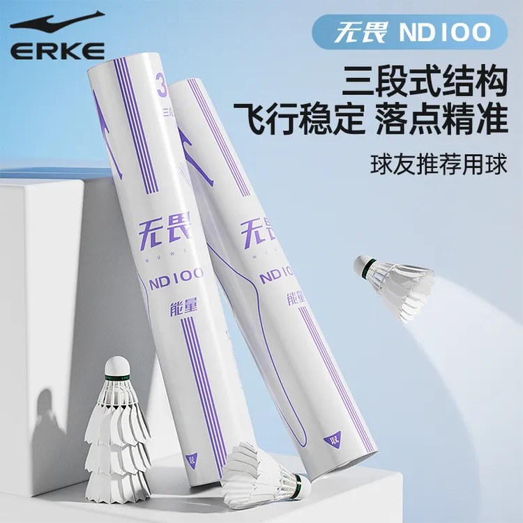 鸿星尔克无畏三段式羽毛球新手室内外训练鸭毛新手训练用球