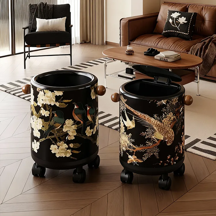美世达中古风垃圾桶家用2025新款客厅推荐高端上档次大号网红纸篓
