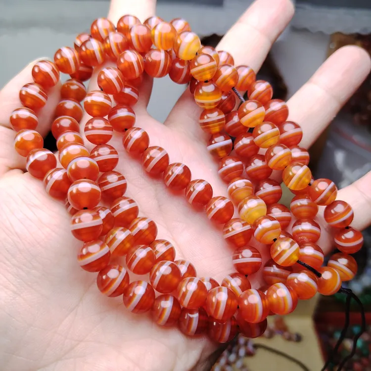 巴西天然同料玛瑙一线药师手串配饰搭配108颗佛珠手串