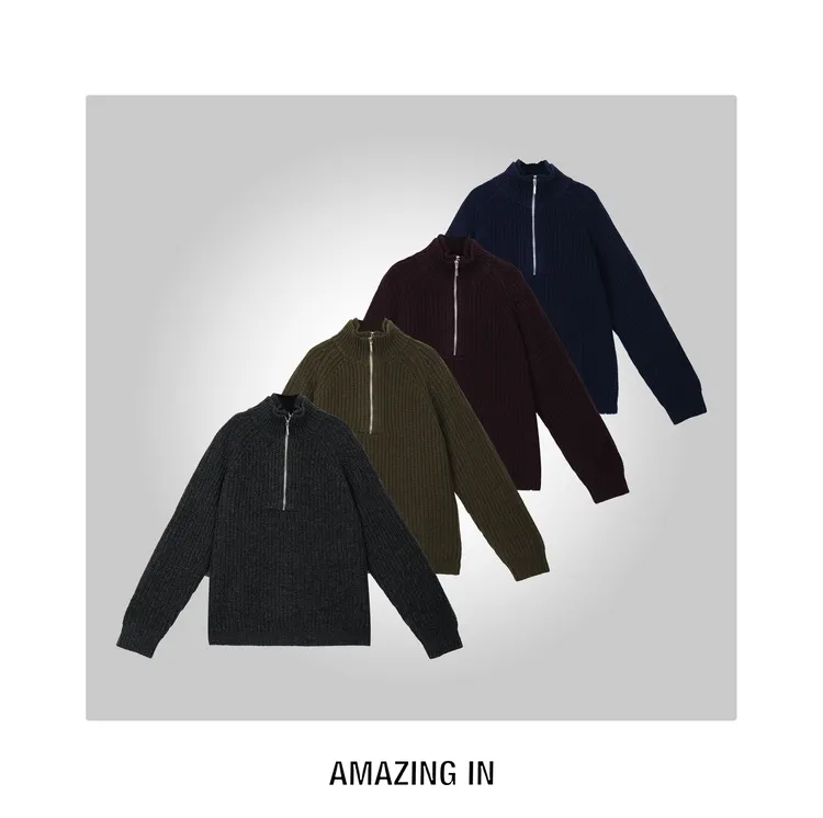 AMAZING IN1oo%绵羊毛立领假两件拉链毛衣A251023-AI5ADSWWA8F271