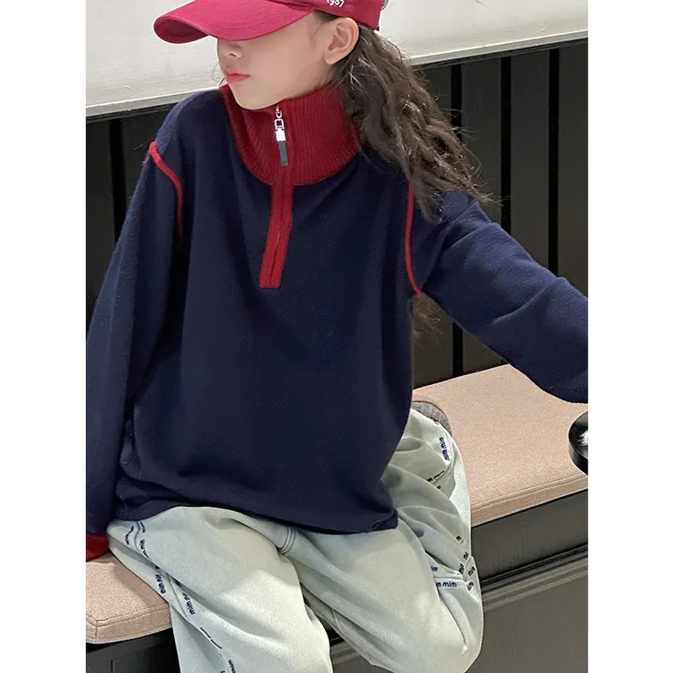 K27734女童高领毛衣2025新款秋冬装儿童针织衫加厚女大童洋气衣服