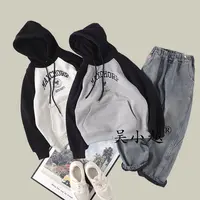 吴小越w1829男童连帽加绒卫衣秋冬新款韩版宽松儿童上衣男孩冬装