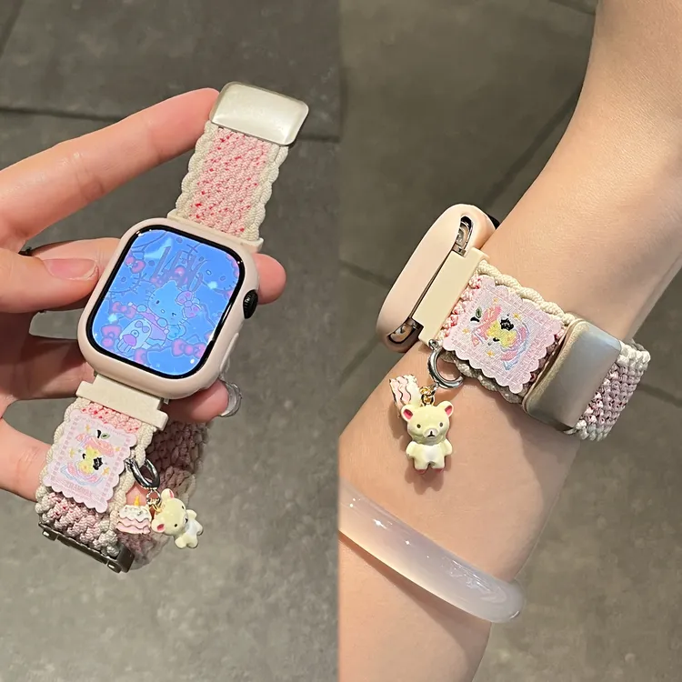 适用iwatch苹果手表表带s11编织S10磁吸秋冬AppleWatchS9女XL腕带