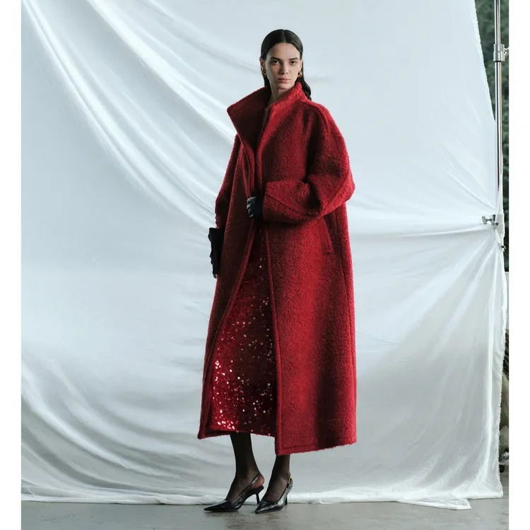 LYNEE【新生红装】黑标系列 立领圈圈毛大衣 LGD2FAW252