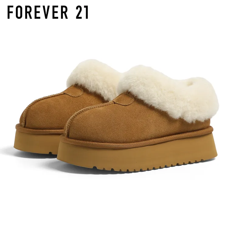 F21冬季短筒时尚雪地靴厚底增高雪地靴女鞋时尚外穿加绒保暖短靴