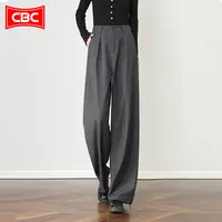 CBC高级灰羊毛西装阔腿裤女2025秋冬新款高端休闲宽松垂感直筒裤