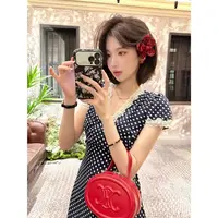 【芝士Cheese】波兰特之城 波点法式度假ins连衣裙收腰显瘦蕾丝边