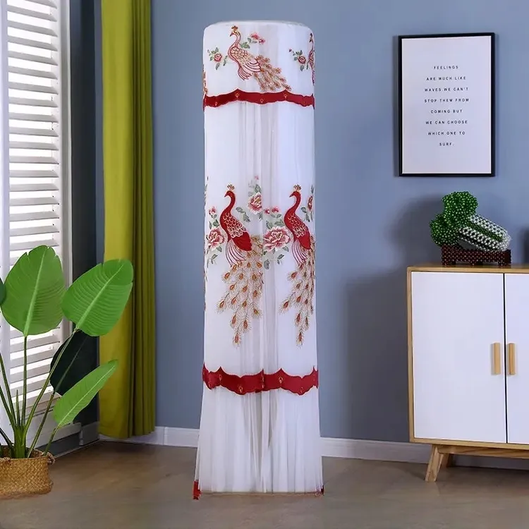 开机不取空调罩立式圆柱形柜机罩空调套欧式客厅防落灰防尘罩布