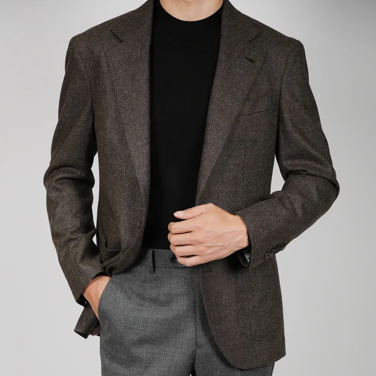 西装定制 杰N亚同款 摩卡棕色意大利LP面料 100%羊毛商务休闲单西