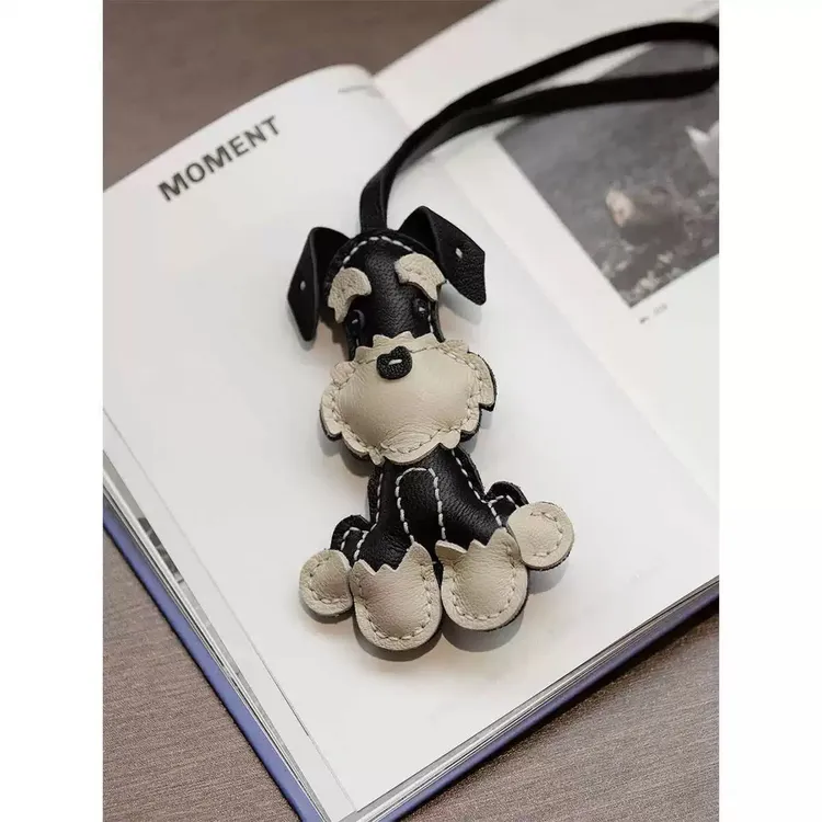 苏茵茵原创雪纳瑞包挂件配饰纯手工小狗汽车钥匙扣pu缝 包包挂件