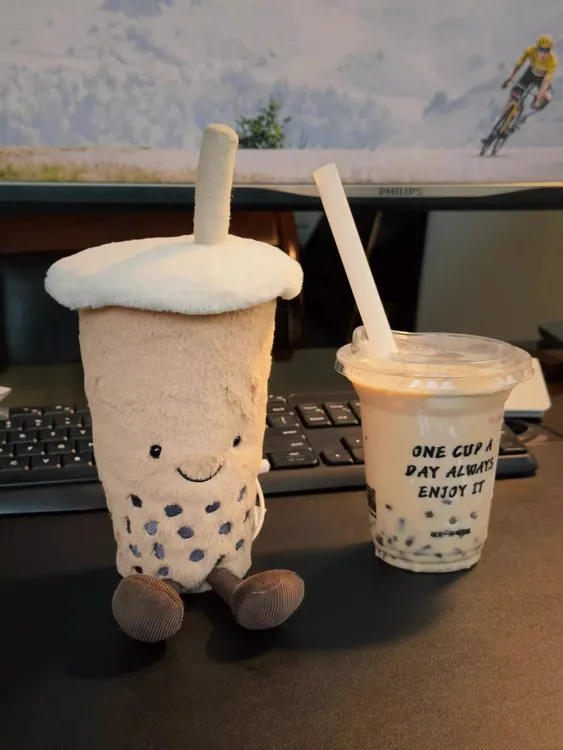 英国正品趣味珍珠奶茶杯可爱玩偶毛绒玩具安抚送礼生日礼物送女生