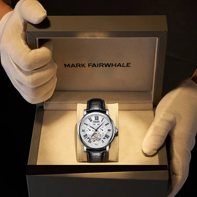 马克华菲万年历手表高奢休闲男款防水腕表飞轮日历全自动机械6017