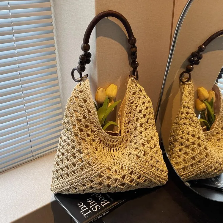 镂空编织包女2025新款草编包夏季海边度假风休闲单肩托特包沙滩包