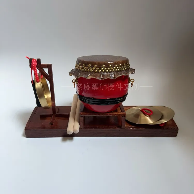 高档手工制作迷你牛皮鼓家居摆设送礼收藏佳品