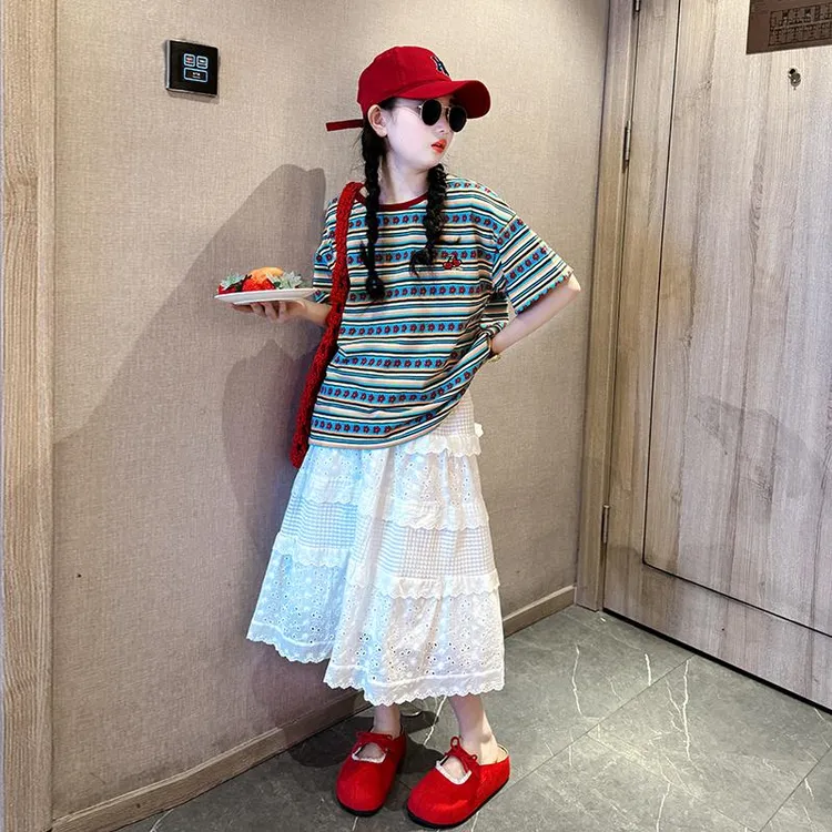 新品巴拉巴拉女童短袖t恤夏2025新款裙子套装女大童洋气时髦上衣