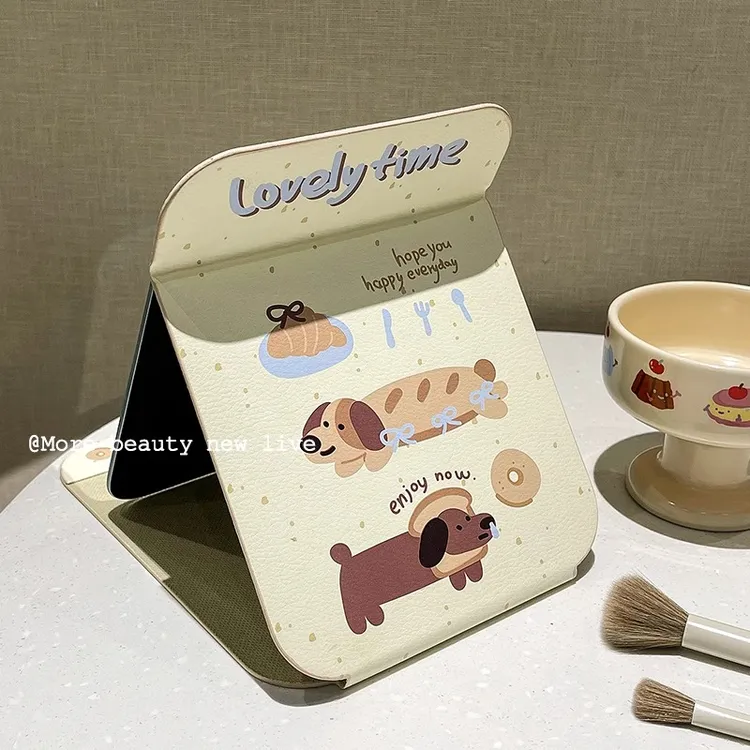 可爱折叠小镜子化妆镜女学生宿舍办公室桌面台式可立大号随身便携