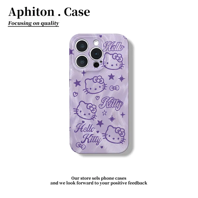 奥菲顿满屏紫晕染kt头适用iPhone16菲林手机壳华为vivo小米15oppo
