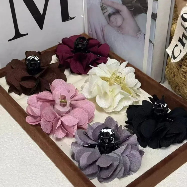 新款超仙ins温柔氛围感花朵7CM抓夹纯欲甜美发夹
