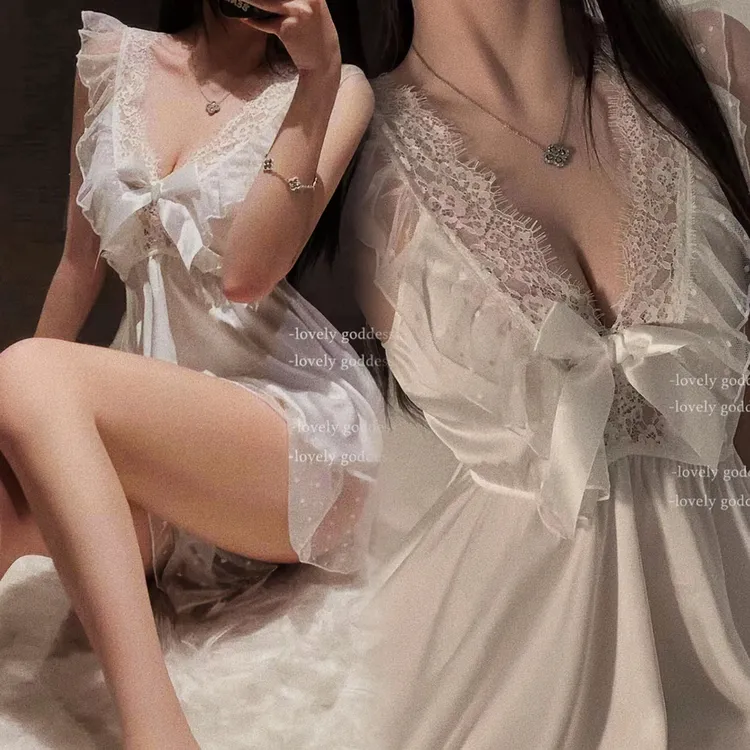 【梦魂不舍】清透网纱女士法式纯欲风性感睡衣睡裙居家服