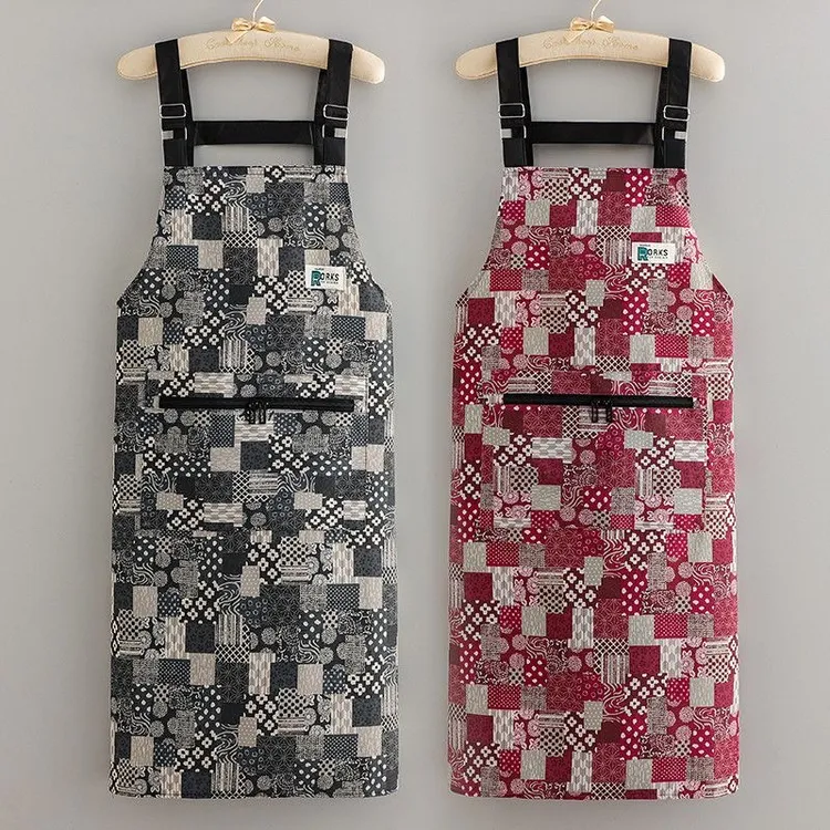 加长帆布防油防水做饭防污耐磨拉链围腰家用上班耐脏工作服漂亮女