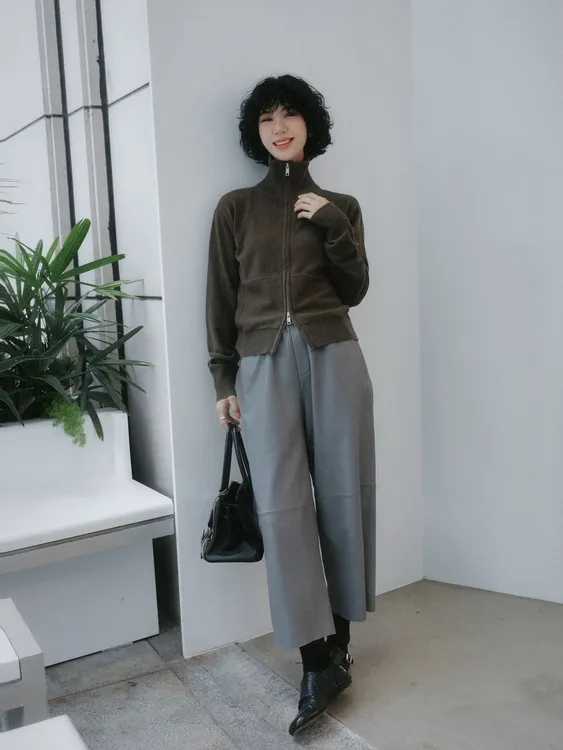 TT设计师【千岛森会】简约时尚双头拉链绵羊毛针织衫TT190975