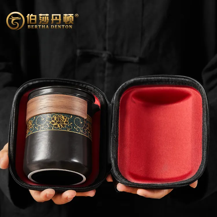 BERTHA DENTON/伯莎丹顿陶瓷复古快客杯旅行功夫茶具套装泡茶壶