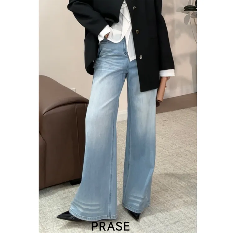PRASE·噜【衣橱伴侣】微胖轻奢设计款早秋棉休闲宽松牛仔裤PR503C07