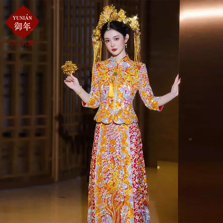 褂皇龙凤褂秀禾服新娘结婚中式嫁衣2025新款修显瘦瘦直筒敬酒服