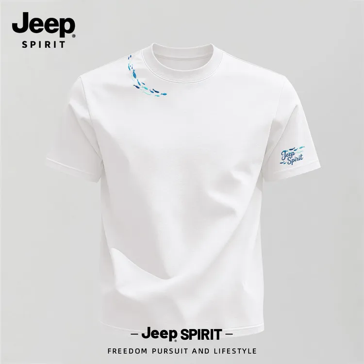 JEEPSPIRIT男士轻奢T恤2026新款夏季圆领柔软吸汗运动男女生短袖