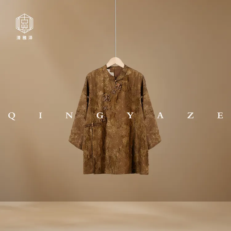 焦糖玛奇朵！烧花重工新中式上衣！GZ5823