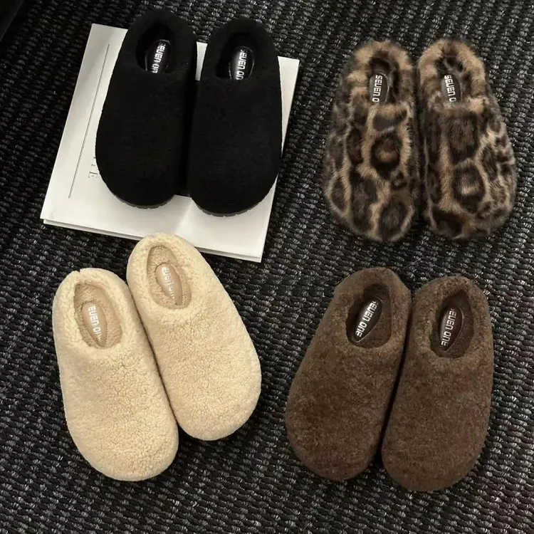 新款舒适气质厚底增高6厘米小个子必入秋冬外穿氛围感毛毛鞋拖鞋