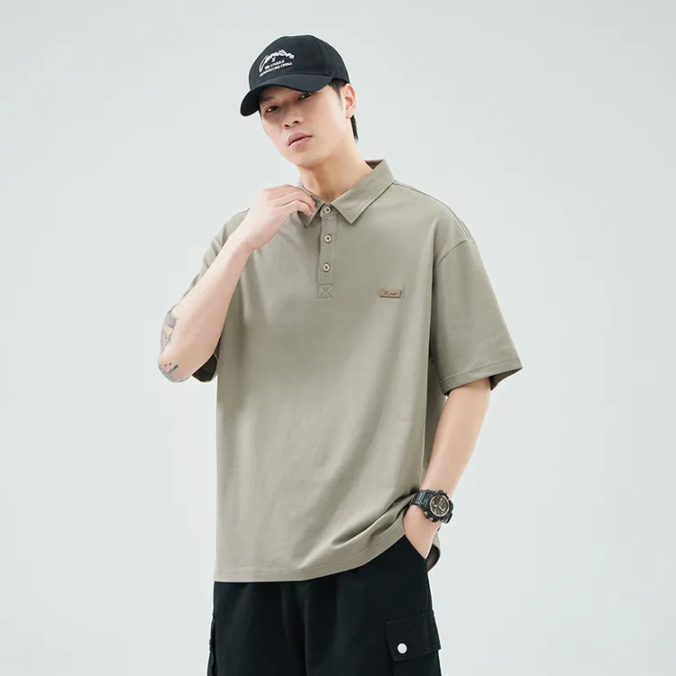 夏季薄款潮牌轻熟风翻领短袖polo衫男士简约潮流宽松轻熟风针织