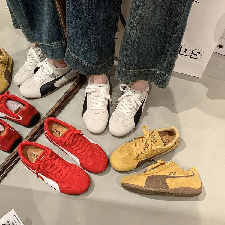 爆款韩版ins百搭软底新款复古多巴胺德训鞋女阿甘平底鞋潮鞋鞋子