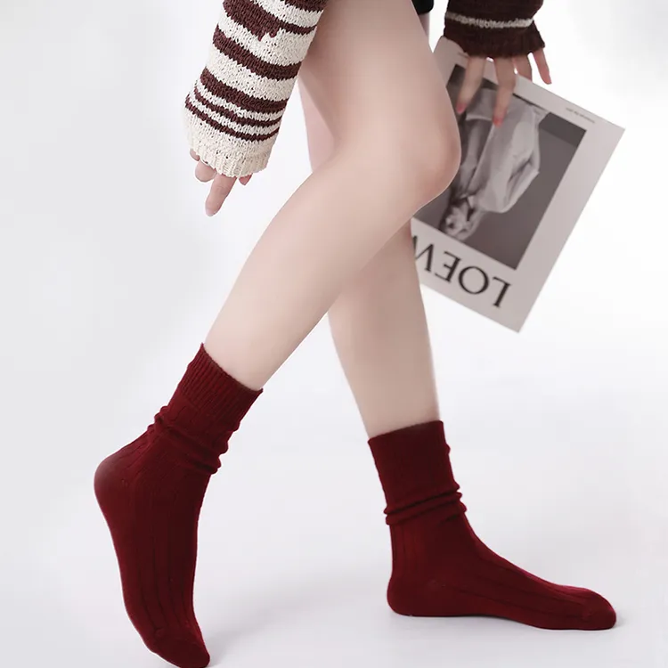 秋冬澳毛美利奴羊毛袜中筒袜女袜保暖蓄热透气冬季加厚