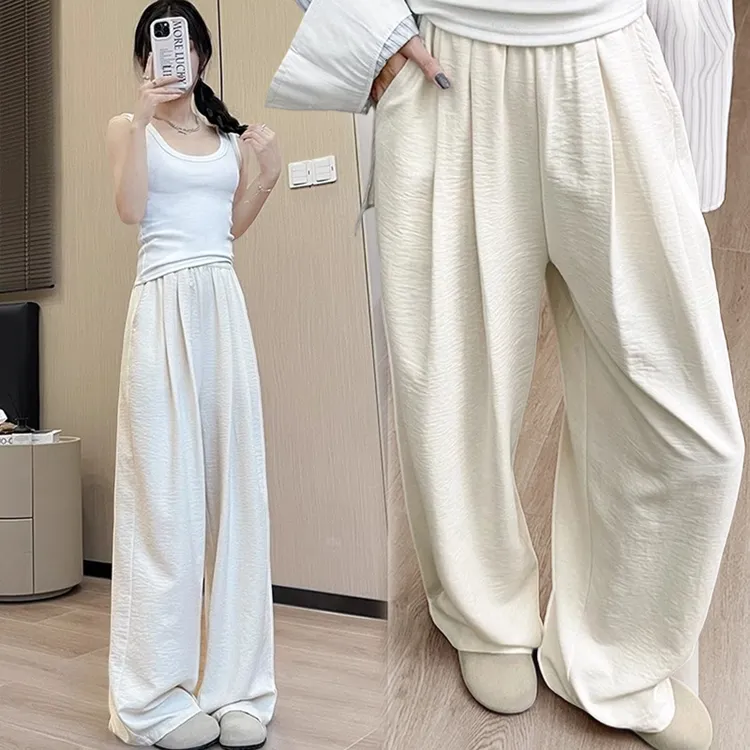 冰丝奶芙山本裤子2025新款夏季高腰休闲阔腿裤女款宽松百搭直筒裤