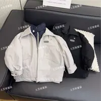 儿童韩范假两件棉衣2025冬季洋气潮流男女童飞行保暖夹克立领棉服