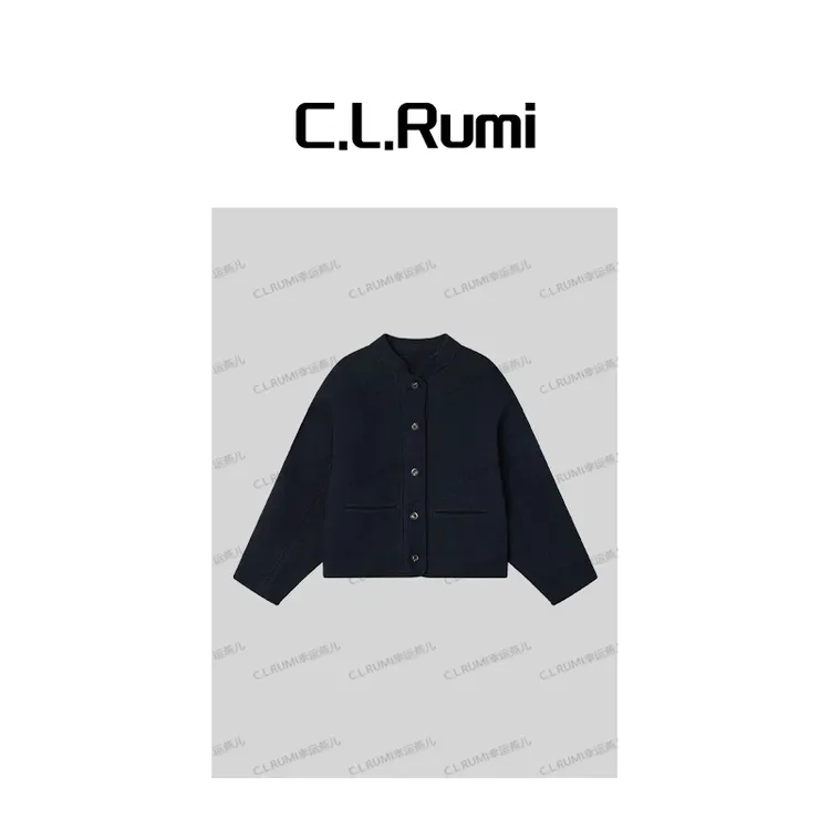 【Rumi精选】“耶鲁”秋冬轻奢气质简约羊毛羊驼毛短款大衣7257wt