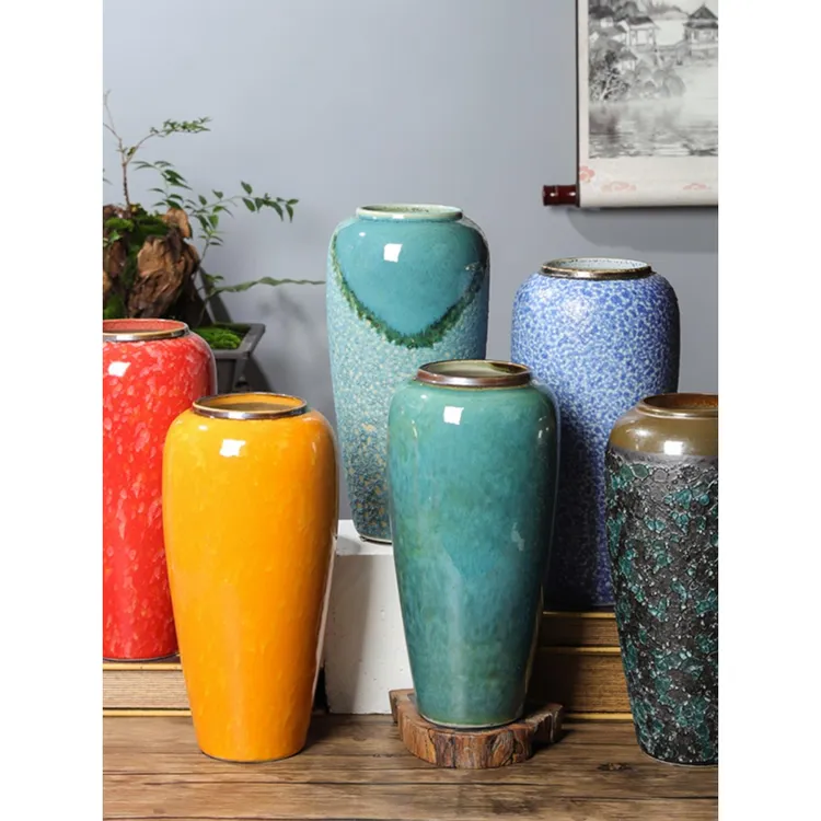 32CM高景德镇陶瓷花瓶家居软装样板房酒店新中式花瓶干花摆件花器