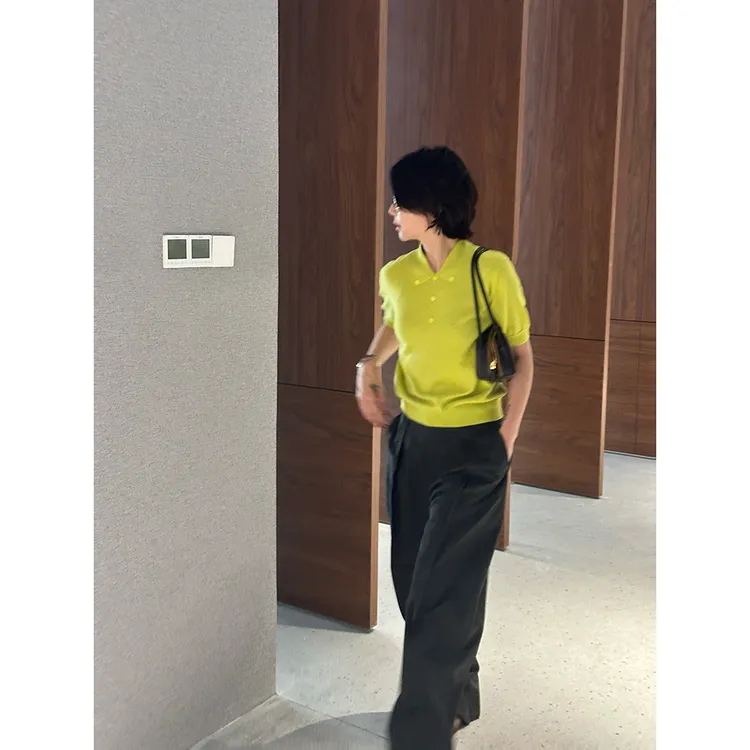 SHIIEELL新款LEM风时尚显瘦宽松百搭腔调双褶休闲阔腿西裤女P3000
