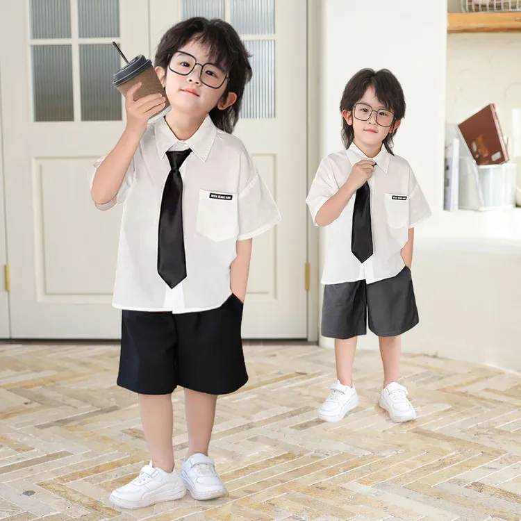 夏季花童男童西装套装主持人西服男孩痞帅演出服英伦生日礼服