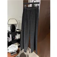 [DAJUNJUN]秋季新款时尚休闲百搭宽松显瘦阔腿格子休闲裤 K0148